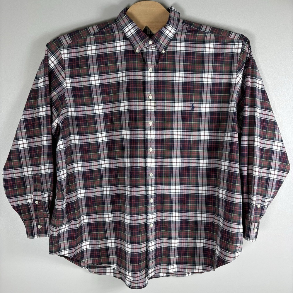Ralph Lauren Mens 3XB Multicolor Plaid 100% Cotton Long Sleeve Button Down Shirt
